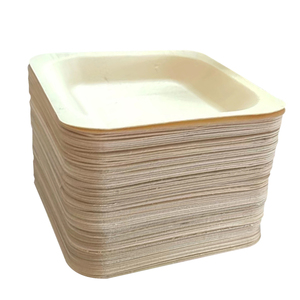 Assiette Carrée de 230 mm, 9 Pouces, Taille Personnalisable, Biodégradable, Jetable, en Bois, Compostable, pour Gâteau d'Anniversaire - Product Image 2