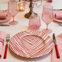 Assiettes de présentation rouges Lanques en verre avec bord doré, rondes, décoratives, pour la mise en table de dîner, 13 pouces, en gros