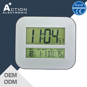 Nhà Máy cung cấp Màn hình lớn <span class=keywords><strong>LCD</strong></span> lịch bảng/tường kỹ thuật số Đồng hồ báo thức với nhiệt kế & ẩm kế - Product Image 5