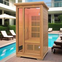 Sauna Infrarroja Portátil para 1 Persona SS-100C con Madera de Cedro Rojo y Madera de Hemlock Canadiense, Bañera de Madera para Sauna, Sauna de Leña