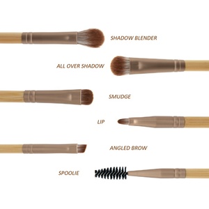 Ensemble professionnel de 5 pinceaux de maquillage des yeux à manche en bambou écologique avec logo personnalisé pour eye-liner et <span class=keywords><strong>mascara</strong></span> - Product Image 2