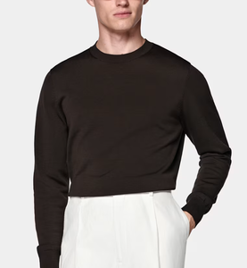 Suéter de <span class=keywords><strong>Punto</strong></span> Grueso con <span class=keywords><strong>Cuello</strong></span> Redondo en Color Marrón Oscuro de Alta Calidad Personalizado WJH, Diseño Elegante de Invierno para <span class=keywords><strong>Hombre</strong></span> en Algodón y Seda Negros - Product Image 1