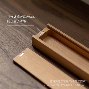 Solid Wood Pencil Case Natural Unpainted Original Wood Pull Out <b>Pen</b> Storage <b>Box</b> For Stationery Organization - Product Image 4