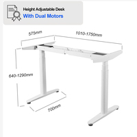 Patas de Escritorio Ajustables de Forma Ovalada, Escritorio de Altura Regulable con Doble Motor, Mesa de Oficina