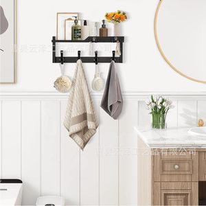 Wooden <b>wall</b>-mounted <b>storage</b> rack, entryway key and coat rack, living room decorative floating wooden <b>hanging</b> rack. - Product Image 3