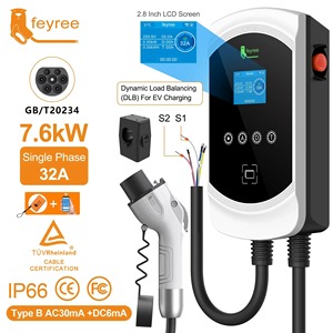 เครื่องชาร์จรถยนต์ไฟฟ้า Feyree Smart Charging 7kW Wallbox รองรับมาตรฐาน GB/T 20234 DLB พร้อม WIFI และแอปพลิเคชัน ควบคุมการชาร์จแบบ Dynamic Load Balance สำหรับใช้ในบ้าน - Product Image 1