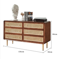 Commode en rotin de style mid-century avec support métallique pour salon, maison et hôtel