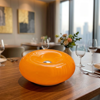 Lampe de chevet moderne de luxe en forme de donut, alimentée par courant alternatif, avec commande tactile, intensité réglable, décoration de chambre à coucher, lumière ambiante LED en verre orange