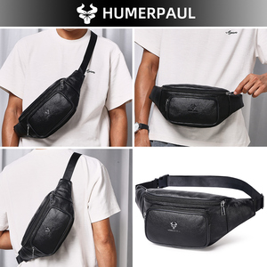 HUMERPAUL, riñonera clásica para <span class=keywords><strong>hombre</strong></span>, riñonera cruzada multifunción de cuero genuino para viajes al aire libre, riñonera duradera - Product Image 2