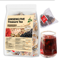 Thé aux fruits amincissant au ginseng Wubao, 30 sachets de 5g, extrait d'herbes pures pour hommes, OEM, sans son de blé, sans additifs