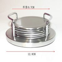 Sous-verres en acier inoxydable pour table à manger, tapis antidérapant avec poignée en EVA, lot de 6 plaques isolantes thermiques de 13 cm de diamètre, design moderne