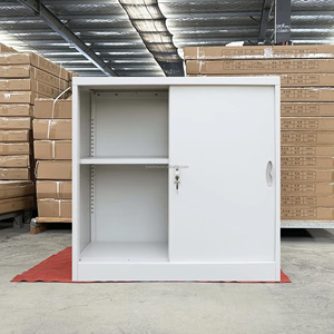 Armoire de classement basse verrouillable avec <span class=keywords><strong>porte</strong></span> <span class=keywords><strong>coulissante</strong></span> en acier, idéale pour le rangement de dossiers au <span class=keywords><strong>bureau</strong></span> ou à l'école, armoire de rangement métallique - Product Image 2