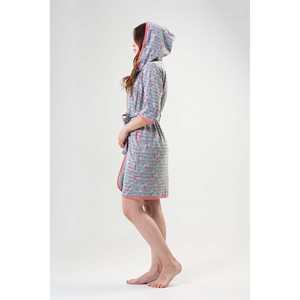 Bata de Franela para Mujer Pink Line, Gris Melange, con Capucha, Suave, Informal, de Manga Larga - Product Image 2