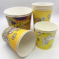 Seau à Popcorn Personnalisé 1.2L 1.8L avec Couvercle en Papier Biodégradable, Finition Mate et Gaufrée, Qualité Alimentaire, pour Sushi, Chewing-gum et Aliments