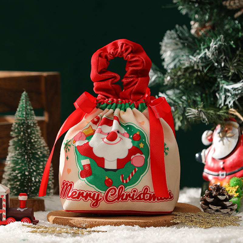 Sac à sucre portable plissé de Noël-Père Noël