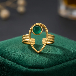 <b>Gold</b> Plated <b>Ring</b> Features Stunning Stones in Green Colors, Creating a Mesmerizing Display of Elegance and Style - Product Image 2