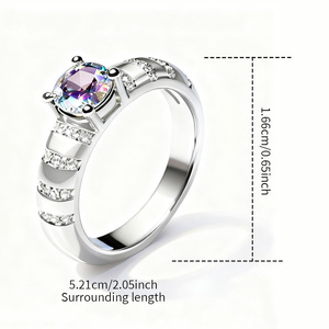 Anello nuziale di lusso placcato palladio 1 carato 4 polo solitario taglio rotondo Moissanite diamante anello di fidanzamento da donna - Product Image 3