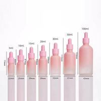 Flacon compte-gouttes en verre liquide rose dégradé pour sérum, emballage personnalisé d'huiles essentielles pour les soins de la peau