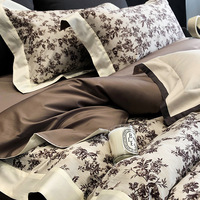 Ensemble de literie en coton matelassé de style vintage haut de gamme, en coton à fibres longues, quatre pièces, toutes saisons, personnalisable