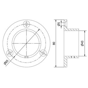 C110226 Plaque femelle pour accessoire de balustrades et mains courantes en satin Ø 42.4 Inox AISI 316 - Product Image 2