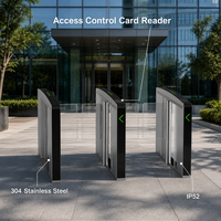 Porte rapide de contrôle d'accès avec lecteur de cartes RFID/IC et reconnaissance faciale, en acier inoxydable 304, IP52, pour immeubles de bureaux, prix de gros