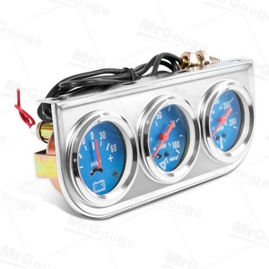 Ensemble de 3 jauges MrGauge 2" 52mm, cadran bleu, pression <span class=keywords><strong>d</strong></span>'huile, température de l'<span class=keywords><strong>eau</strong></span>, ampèremètre pour voitures, camions, hot rods, montage universel - Product Image 4