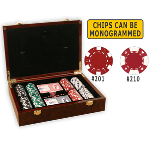 Jeu de jetons et de jetons de poker avec cadre photo en bois brillant Design de dés-200 jetons - Product Image 4