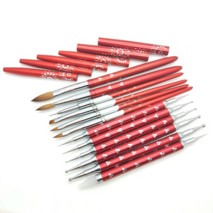 놀라운 조각 #2 레드 스파클링 도트 블링 100% Kolinsky 3D 네일 브러쉬 - Product Image 5