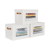 4 packs de boîtes de rangement pliables en tissu gris Grands bacs de rangement empilables pliables Couvercles Organisateurs de placard Cube de rangement