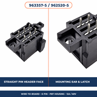 Connecteur domestique fil-circuit imprimé automobile 963357-5 962520-5, 6 broches, extrémité de carte droite, en alliage de cuivre, 12A 60V, PBT 5.0mm