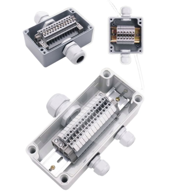 IP65 Outdoor Enclosure Junction Box With Terminals and Cable Gland Electrical Enclosures Plastic Terminal Box