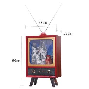 ในร่ม Polyresin โบราณซานตาเล่นสกีฉากทีวีตู้ตกแต่งคริสต์มาสที่มีหิมะตกภายใน - Product Image 6