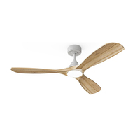 Ventilateur de plafond LED moderne de 52 pouces avec pales en bois, télécommande intelligente, minuterie réversible et éclairage intégré