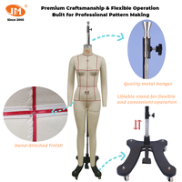 Maniquí de Vestir Profesional JUNMEI JMWEU40 de Fibra de Vidrio, sin Cabeza, Ajustable, con Hombros Plegables y Soporte Desmontable