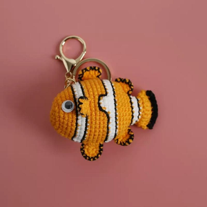 Nuovi Portachiavi a Forma di Pesce Pagliaccio Lavorati all'Uncinetto, Animali Marini Personalizzati Fatti a Mano - Product Image 6