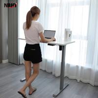 Bureau debout moderne pour le télétravail, cadre de bureau électrique à moteur unique, 2 niveaux, hauteur réglable jusqu'à 46 pouces, en acier inoxydable