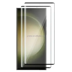 Nova impressão digital transparente todos os móveis vidro protetor atacado duro curvo vidro temperado para samsung s24 plus