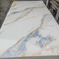Panneau mural intérieur en PVC UV imitation marbre, imperméable, pour hôtel et villa, avec décor en bois, fabriqué à Foshan