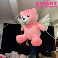 Marionnette ours en peluche rose pour la décoration des centres commerciaux et des parcs d'attractions, costume d'ours de dessin animé ambulant pour les défilés