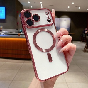 Coque de téléphone transparente en TPU galvanisée magnétique sans fil pour Iphone 17 16 15 Pro Max 14 Pro 13 12 11 Xs Max X - Product Image 6
