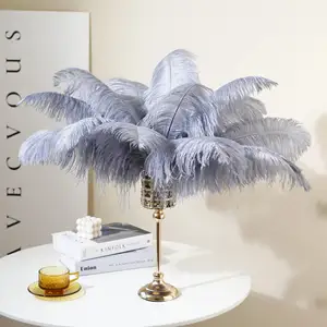 14-16 Inch White Decoration Ostrich Drabs Feathers Colored Ostrich Feather 35-40 Cm For Sales 5pcs