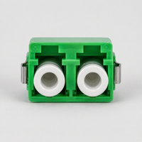 Singlemode 9/125 LC-LC APC Duplex Flangeless Fiber Coupler Hijau Female to Female Optical Adapter untuk FTTH Data Center