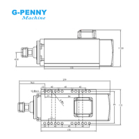 Kit moteur de broche à aimant permanent G-Penny 2.2KW ER20 1000-6000RPM 3x220V, modèle carré, refroidi par air, pour fraisage, 6 pôles, 4.67Nm