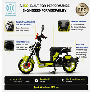 <span class=keywords><strong>Scooter</strong></span> à essence <span class=keywords><strong>50cc</strong></span> <span class=keywords><strong>pour</strong></span> adultes EURO 5, quatre temps, ECU EFI CVT, démarrage électrique, freins à disque/tambour, 2,1 kW, 7000 tr/min, vitesse maximale de 45 km/h, urbain - Product Image 2