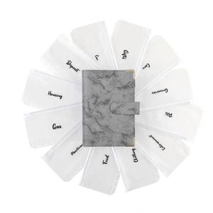Carpeta de presupuesto de 6 anillos de cuero de mármol negro gris blanco rosa azul <span class=keywords><strong>libro</strong></span> A6 con sobres de efectivo disponibles para presupuestos - Product Image 6