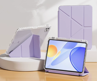 Étui multi-pliable en forme de Y avec fonction veille/réveil automatique pour iPad Air 11/13 10e/11e génération, en cuir PU avec dos transparent en acrylique et support pour stylet