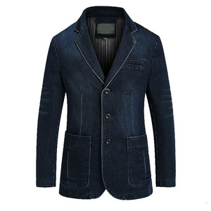 Nuevo <span class=keywords><strong>Blazer</strong></span> Vaquero para Hombre, Chaqueta de Traje Vintage de Algodón a la Moda, Talla 4XL, Abrigo Azul, Chaqueta Vaquera para Hombre, Blazers de Mezclilla Ajustados - Product Image 2