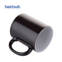 Tasses à café en céramique noire personnalisables BestSub, thermosensibles, à changement de couleur magique, 330 ml, pour sublimation, vente en gros B2B, personnalisées