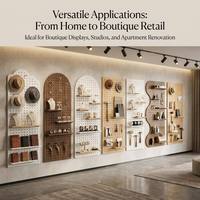 Grande plaque murale en bois perforée, taille personnalisée, robuste, réglable, pour designers d'intérieur et magasins de détail