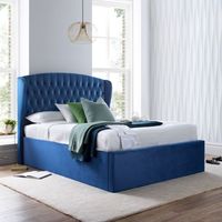 Lit Double en Velours pour Hôtels, Cadre Hydraulique, Lit King Size Rembourré avec Rangement et Tête de Lit Capitonnée, Camas